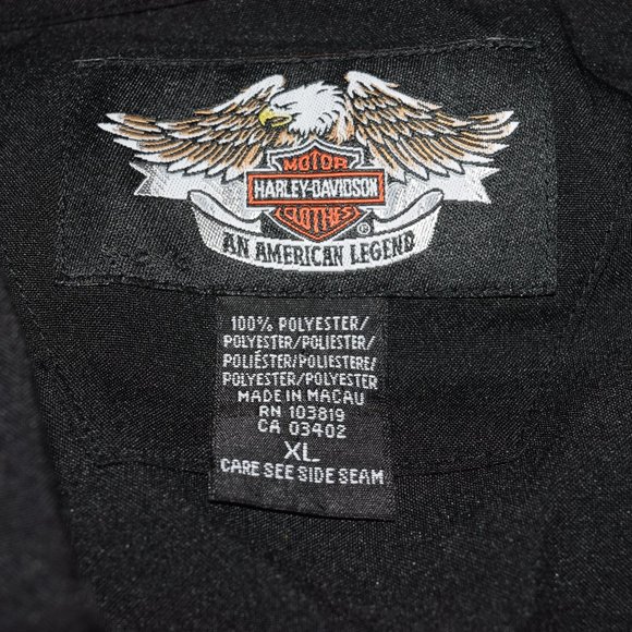 Harley Davidson Clothes Shirt XL Extra Large Black Long Sleeve Embroidered - Picture 6 of 6